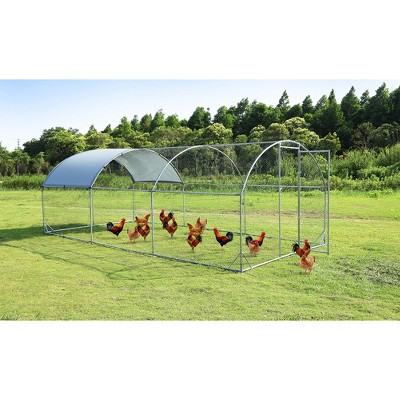Large Chicken Coop, Upgrade Three Support Steel Wire Impregnated Plastic Net Cage, Oxford Cloth Silver Plated Waterproof UV Protection