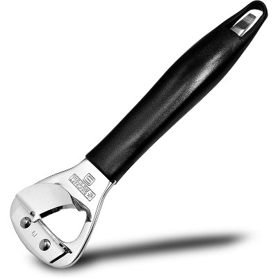 Heavy Duty Stainless Steel Bottle Opener, 5.9" Black Plastic Handle for Right-handed, Seki Japan
