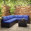 Patio Funiture Set 7 Pieces Outdoor Rattan with Detachable Soft Cushions Patio Conversation Sets Waterproof Patio Sectional Sofa with Glass Top Table - 2 of 4