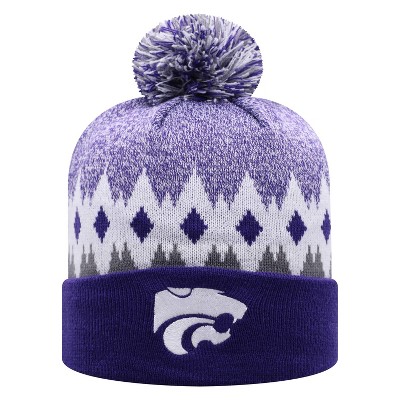 NCAA Kansas State Wildcats Men's Jagged Knit Cuffed Beanie with Pom