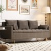 Modern 3-Seater Faux Leather Sofa with Lift-Up Chaise & Hidden Storage – Adjustable Height Lounge Couch with 5 Decorative Pillows, Brown - 2 of 4