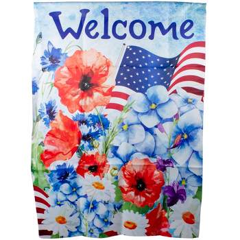 Northlight Welcome Patriotic Floral Outdoor House Flag 40" x 28"