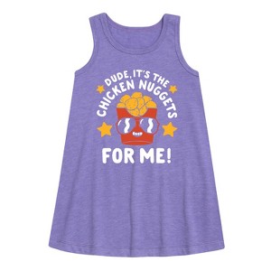 Girls' - Instant Message - Dude, Chicken Nuggets For Me Graphic Sleeveless Aline Dress - 1 of 4