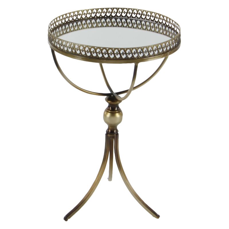 Metal and Glass Round Pedestal Table Gold - Olivia & May, 5 of 21