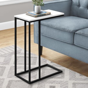 FONTOI End Tables C Shaped, Space Saving, Side Table for Living Room Bedroom, Modern Laminate with Metal Frame, White, 25"*17"*3" - 1 of 4