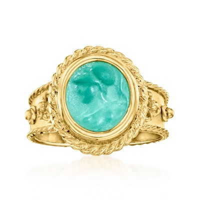 Ross-Simons Italian Tagliamonte "Athena" Teal Venetian Glass Ring in 18kt Gold Over Sterling