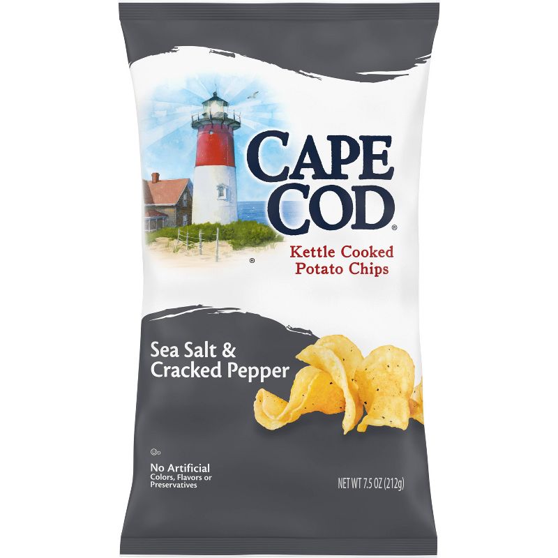 Cape Cod Potato Chips Sea Salt and Cracked Pepper Kettle Chips - 7.5oz, 1 of 5