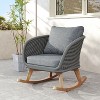 TiramisuBest Contemporary Beige Wicker Rocking Chair with Soft Cushions & Solid Wood Frame for Indoor/Outdoor Patio, Balcony, or Living Room - 2 of 4