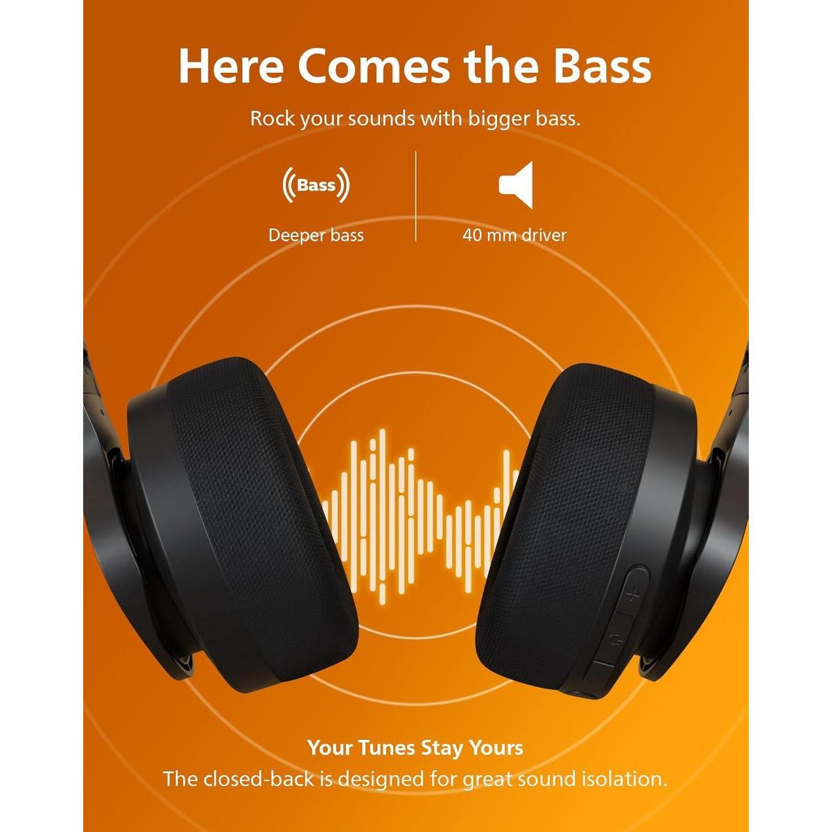 PHILIPS A4216 Wireless Over-Ear Bluetooth Headphones – Powerful Bass, 40mm Drivers, Fast Charging, IP55, Cooling Washable Ear Cups, Black - thumbnail 2
