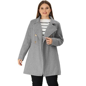 Agnes Orinda Women's Plus Size Winter Fashion Double Breasted with Pockets Warm Pea Coats - 1 of 4