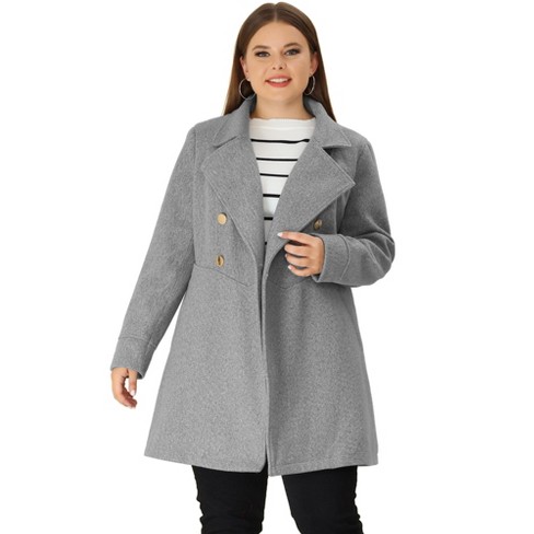 Agnes Orinda Women's Plus Size Winter Fashion Outerwear Double Breasted  Warm Overcoats Grey 3x : Target