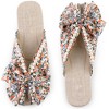 Perphy Women's Peep Toe Pearl Decor Slip-on Flat Slides Mules - 2 of 4