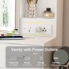 Small Vanity Desk with Mirror and Lights, Makeup Vanity Table with Power Outlet & 2 Drawers & 6 Shelves & Stool - 2 of 4