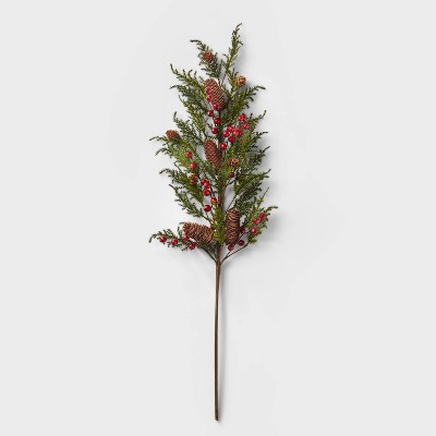 36in Greenery Pinecone Red Berry Front Porch Holiday Arrangement Stem Pick - Wondershop™