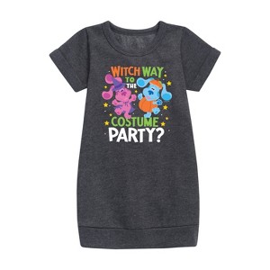 Girls' - Blue's Clues & You! - Witch Way To The Costume Party Graphic Short Sleeve Fleece Dress - 1 of 3