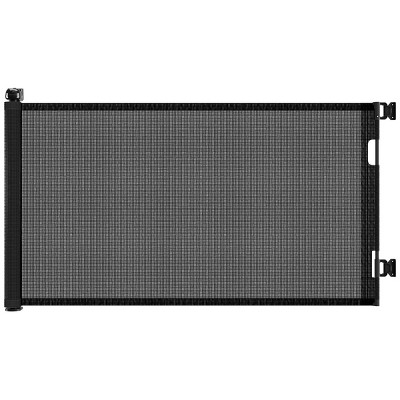 INFURNIC Baby Gates Retractable Mesh Safety Gate with Locking Mechanism for Indoor and Outdoor Use, Black, 120"*3.5"*34"