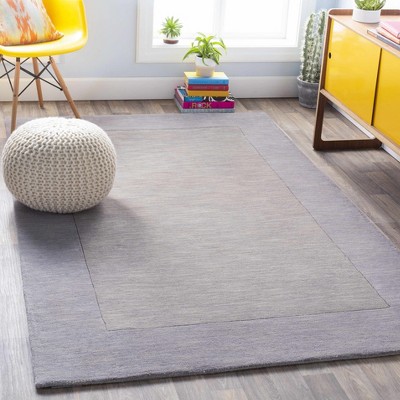 Hauteloom Bordered Solid Gray Wool Rug
