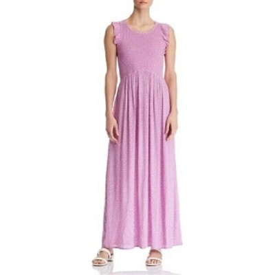 Women's Smocked Polka Dot Sleeveless Maxi Dress - AQUA