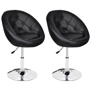 vidaXL Stool Set of 2 Black Faux leather, Steel Adjustable - 1 of 1