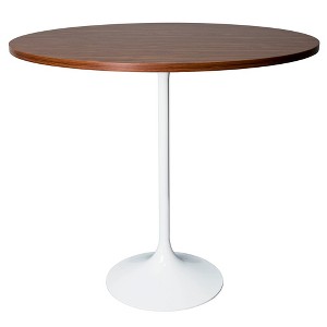 LeisureMod 48" Round Bar Height Dining Table with MDF Top and White Stainless Steel Pedestal Base Verve Collection - 1 of 4