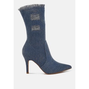 Himkok Distressed Denim Mid-Calf Boots Women - 1 of 4