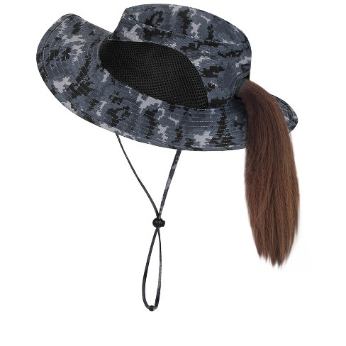 Tirrinia Digital Camo Adult Ponytail Safari Sun Hat, UPF 50+ Sun Protection  Packable Hat for Hunting Hiking