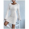 Coolmee Women's Bell Sleeve Sweater Dress Bodycon Crew Neck Slimming Knit Mini Dresses - 4 of 4