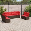 vidaXL 8 Piece Patio Sofa Set with Cushions Brown Poly Rattan - 2 of 4