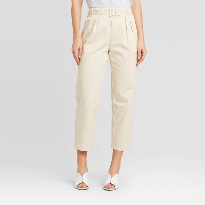 tan cropped trousers