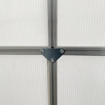 Silver Aluminum Polycarbonate Walk-In Garden Greenhouse Kit