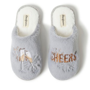 Dearfoams Women's Bridal Celebration Fuzzy Scuff House Slipper - 1 of 4