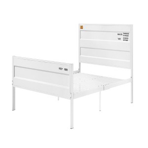 Royal Hampton Style Metal Full Size Bed with Straight Leg Support, White - 1 of 4