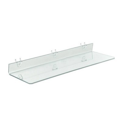 Azar Displays 20" X 8" 4pk Clear Acrylic Shelf For Pegboard and Slatwall