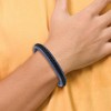 Chisel Stainless Steel Polished Blue and Black Faux Leather 8.25" Bracelet - 4 of 4