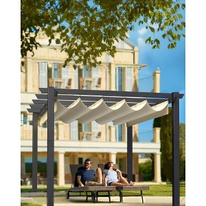 Garvee Outdoor Aluminum Pergola with Upgraded Retractable Canopy--Outdoor Shelter Suitable for Gardens, Backyard, Lawn, Deck - 1 of 4