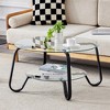 Vynxaria Coffee Tables: Retro Minimalist Double-Layer Glass Centerpiece - 3 of 4