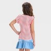 Girls' Short Ruffle Sleeve Striped Ribbed T-Shirt - Cat & Jack™ - 3 of 4