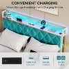 CuisinSmart King Size Bed Frame with Led Lights, Velvet Storage Headboard with 2 USB & 2 Outlets Charging Station, Noise Free, Easy Assembly - 3 of 3