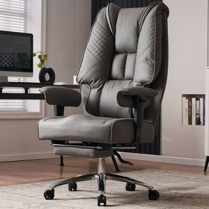 Efomao Big and Tall Office Chair 400lbs, PU Leather High Back Executive Office Chair with Footrest - 1 of 4