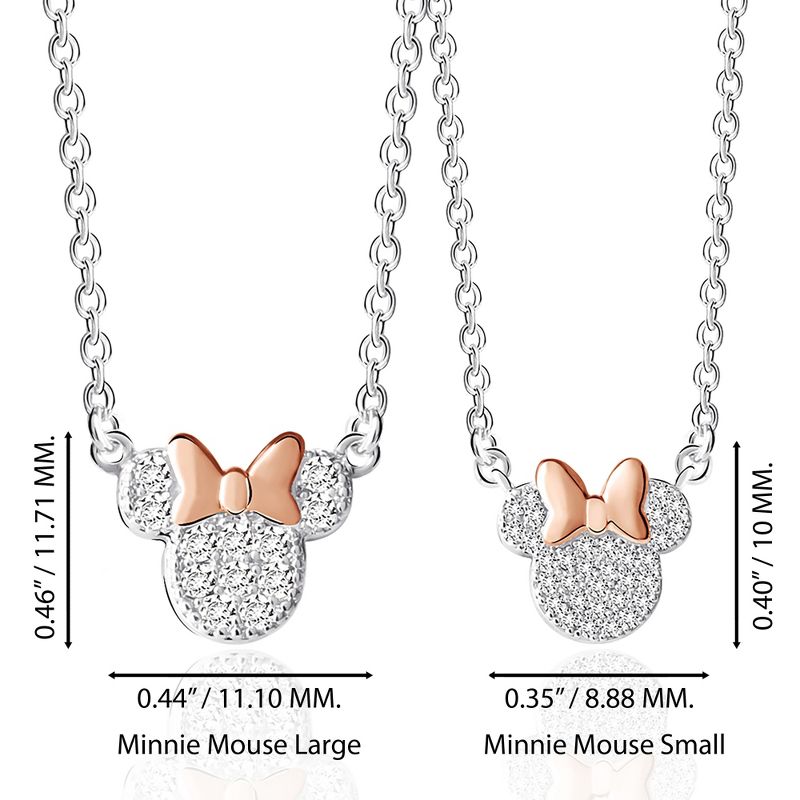 Disney Minnie Mouse Silver Plated Cubic Zirconia Mommy & Me Necklace Set, 3 of 5