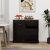 Tilt Out Trash Cabinet, Wooden Free Standing Trash Cabinet With 2 Drawers And Spacious Tabletop, Dog Proof Trash Can, Recycling Trash Can Holder - 3 of 4