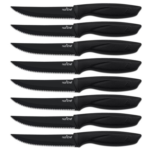 Nutrichef 8 Pcs. Steak Knives Set - Non-stick Coating Knives Set With  Stainless Steel Blades, Unbreakable Knives, Great For Bbq Grill (black) :  Target