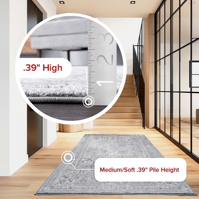 Gena Light Gray 9' x 12' Synthetic Medallion Area Rug
