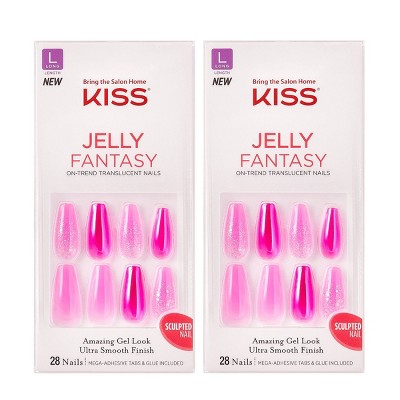 Kiss Jelly Fantasy Fake Nails - Jelly Baby - 2pk