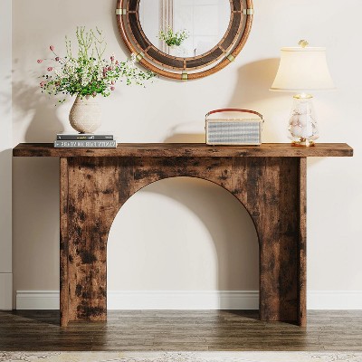 Hommoo 63-Inch Farmhouse Console Table Rustic Brown