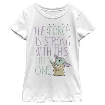 Girl's Star Wars The Mandalorian The Child The Force is Strong T-Shirt