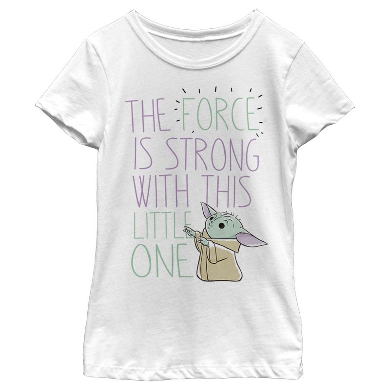 Girl's Star Wars The Mandalorian The Child The Force is Strong T-Shirt, 1 of 6