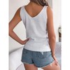 Coolmee Women's Summer Vests Crochet Knit Sleeveless Sweater Round Neck Hollow Out Knit Tank Tops Casual Vacation Cami Tops L White - 2 of 4