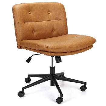 WhizMax Armless Office Desks Chair with Wheels, PU Leather Adjustable Swivel Task Chair