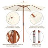 Yescom 9ft Solid Wood Outdoor Patio Umbrella with Base Included Parasol Wheels Stand for Bistro Market Garden Deck Yard Poolside - 4 of 4